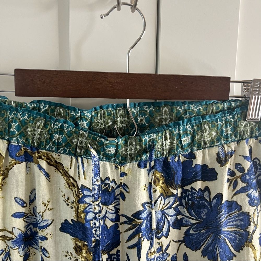 Sundance Cropped Leia Pants Floral Blue Relaxed Lounge Bohemian Peacock size SP - Picture 6 of 12